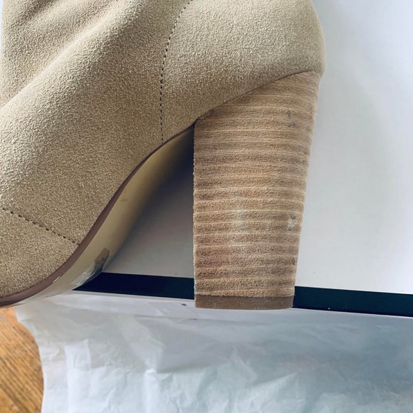 Tan Suede Open Toe Ankle bootie - Picture 4 of 5